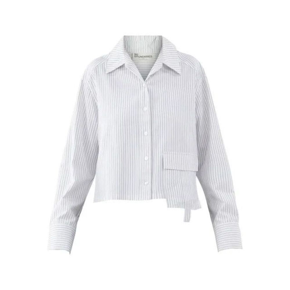 No Boundaries Cargo Pocket Woven Button Up Striped Womens Shirt Size XXL (20)